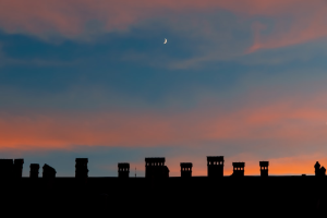 chimneys on a roof